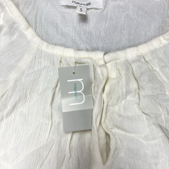 Maurices 3/4 Sleeve Peasant Top Size Small Cream Rayon Sheer Blouse MSRP: $29 - Picture 3 of 13